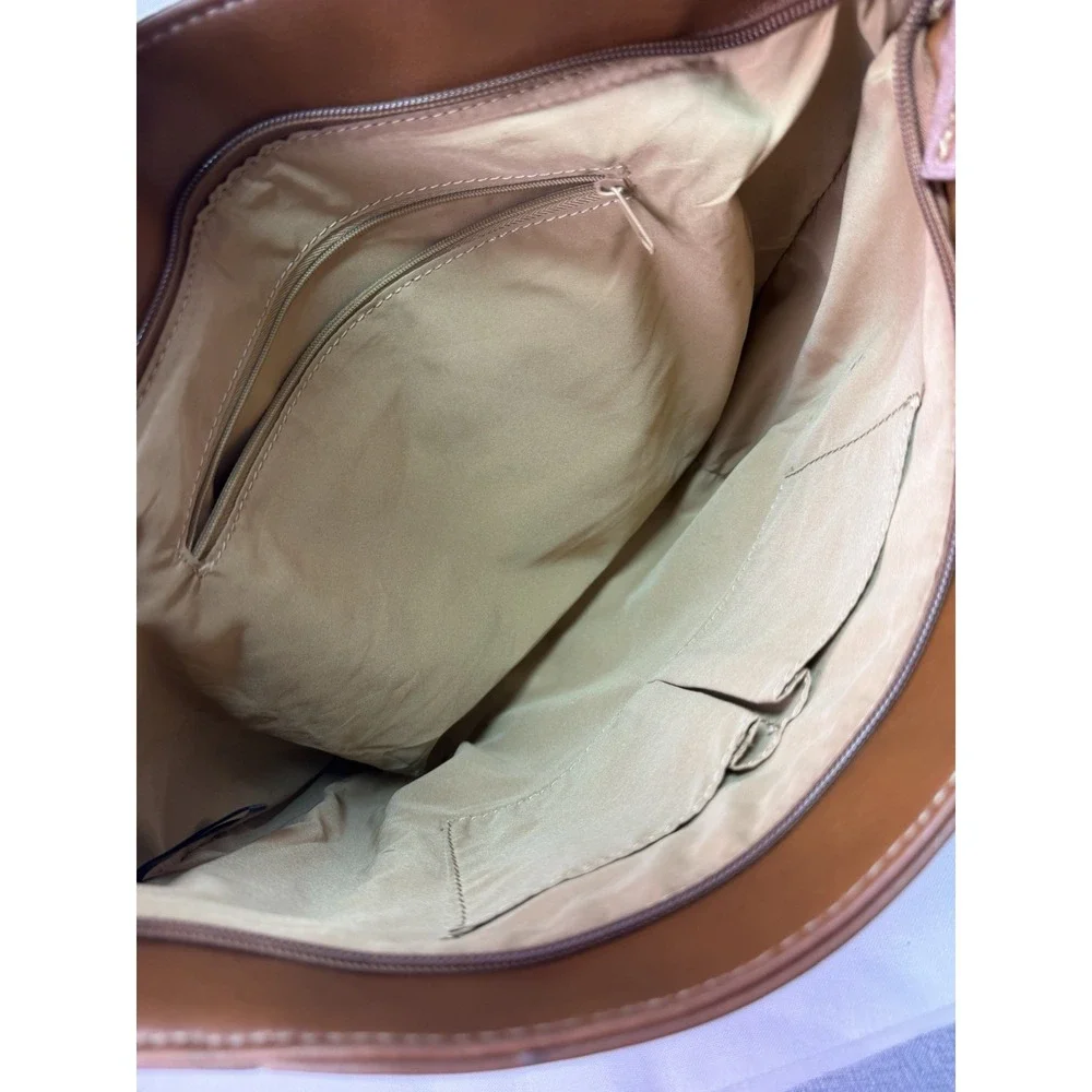 Koltov Brown Faux Leather Hobo Shoulder Bag Large Purse Multi Pocket Zip Top‎